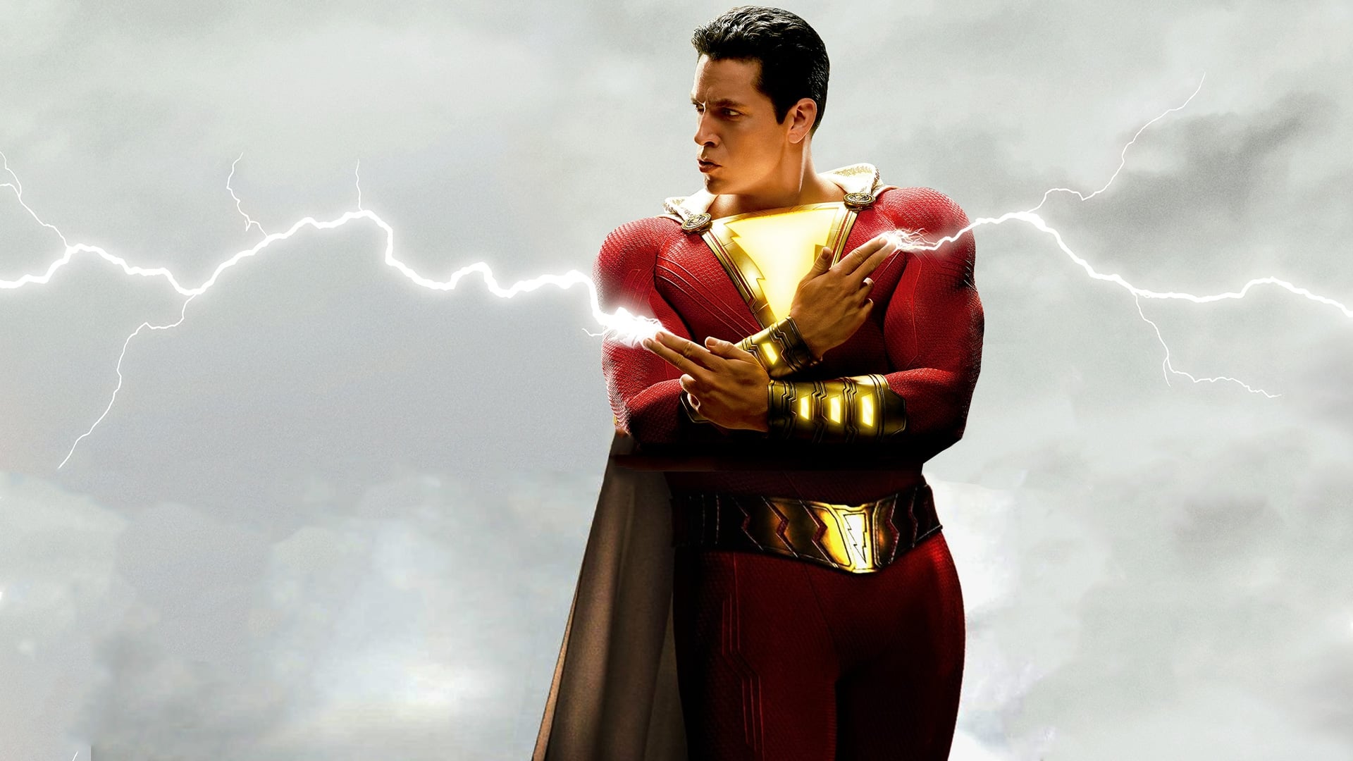 شزم در حال استفاده از قدرتش در پوستر فیلم فیلم Shazam